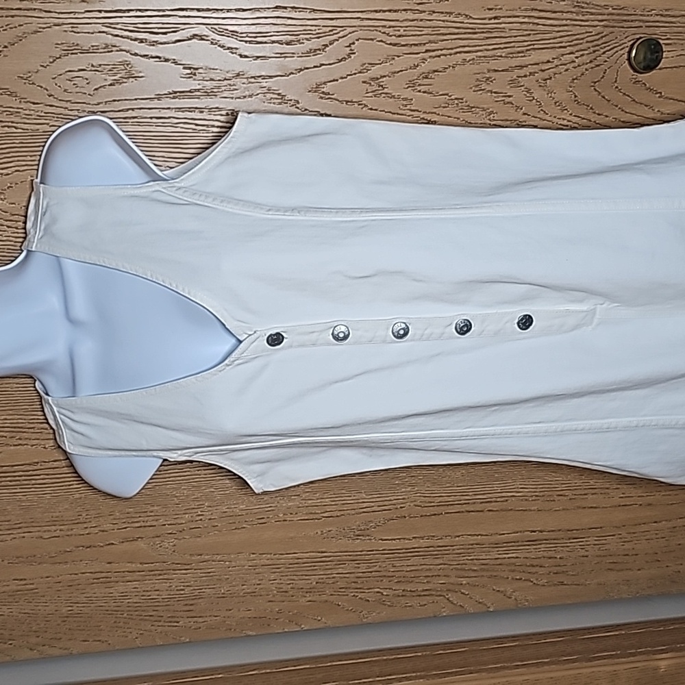 MadeWell Sleeveless White Jean Jumpsuit - Picture 3 of 5